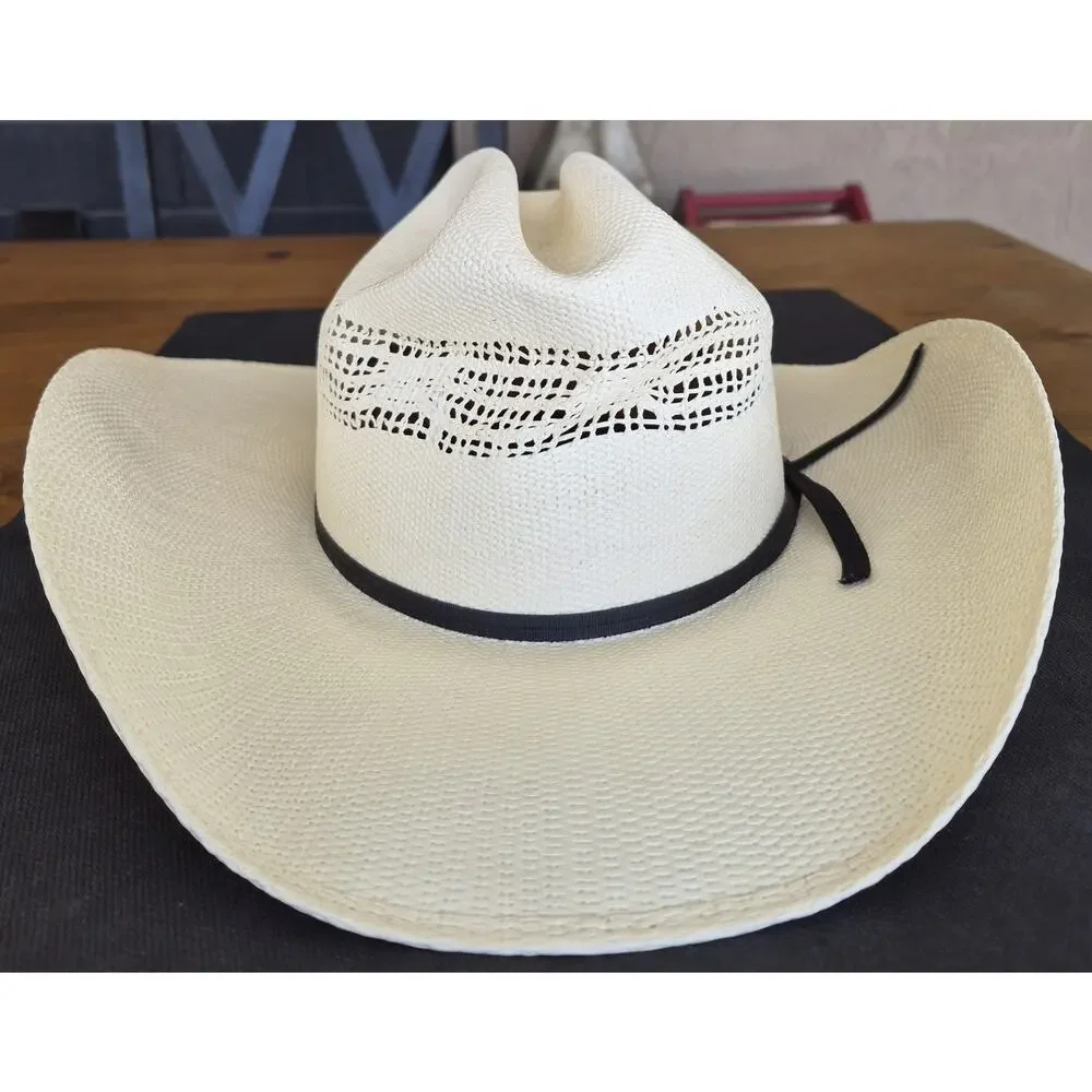 Resistol Denison Double RR Collection 7X Bangora Straw Cowboy Hat Beige